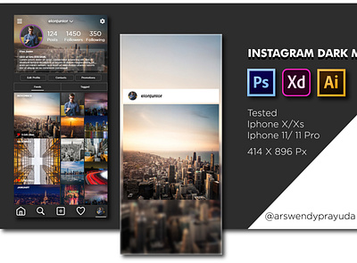 Instagram Dark Mode Concept app branding design illustration logo ui ux vector web website