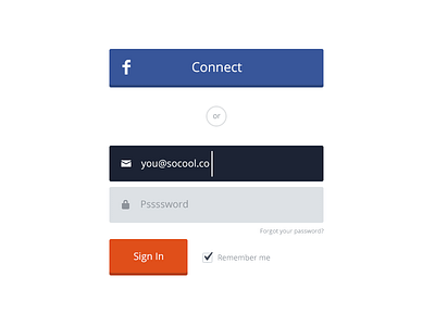 Login button connect email facebook form login password ui ux