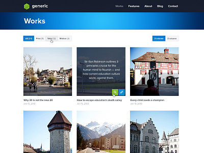 Works blue grid modern portfolio psd template themeforest works