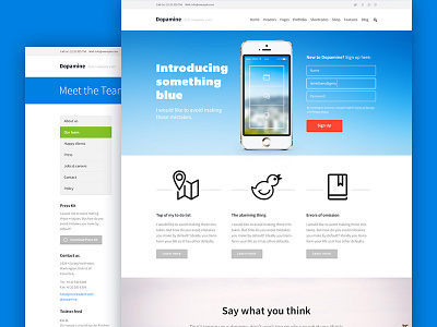 Dopamine Template blue corporate portfolio template theme