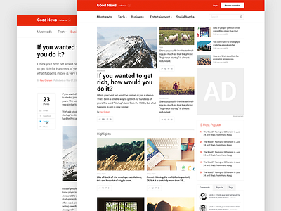 Template for News blog clean magazine news red template white