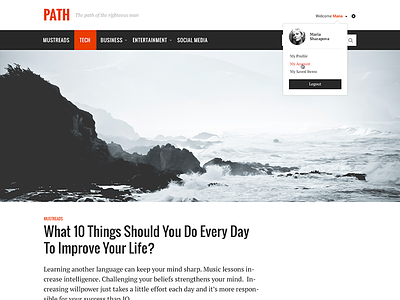 Path article blog clean magazine news template red white