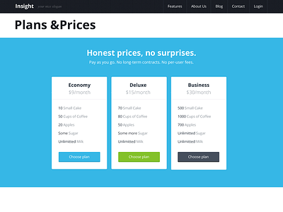 Plans&Prices buttons clean flat insight plansprices template themeforest