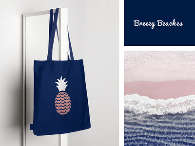Breezy Beaches Logo Design beach branding identity logo logo design logotype minimalistic pastel pink sparkle waves