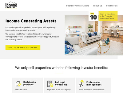 Income Property Home Page brand identity branding desktop desktop design finance financial graphic design logo money property property management property marketing real estate ui ux ui design website website design