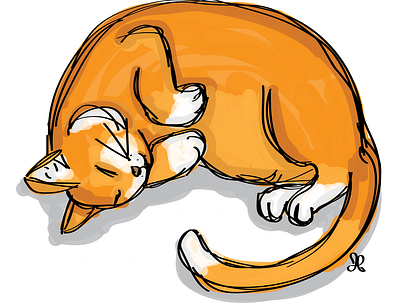 Sleepy Ginger Kitty cat childrens book illustration cuddly illustration kitty sleeping sleepy