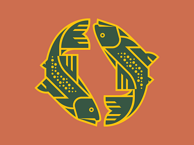 Brookings Trout Icon branding design fish fishing fly fishing icon logo minimal retro trout vector