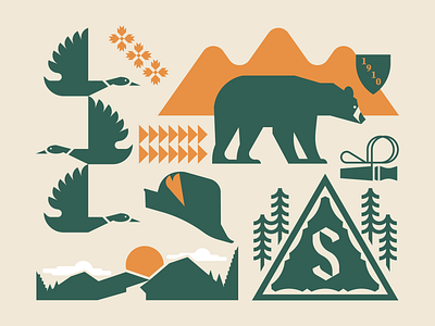 Switzerland Inn Detail bear branding design icon logo minimal mountains retro