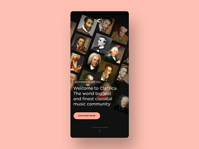 Classica, the world of classical music music streaming ui ux