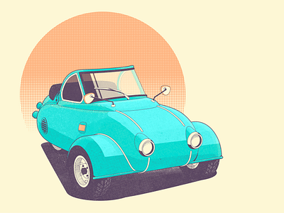 Funny retro micro car car funny illustration micro motoplan retro retro design