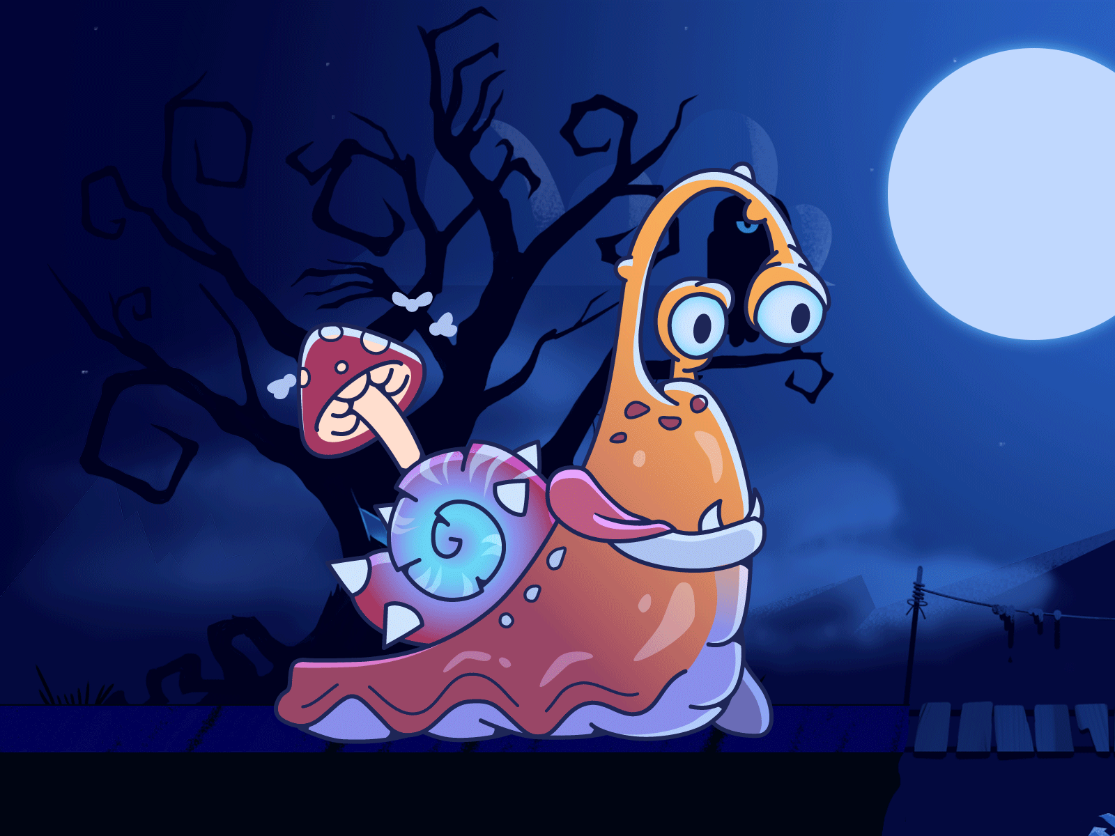 Mutant Snail 2d animation cartoon dribbbleweeklywarmup halloween monster snail