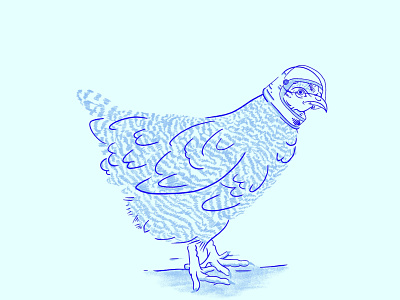 Petunia in Space astronaut chicken helmet illustration tonal