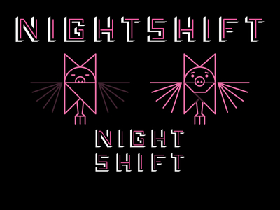 Night Shift bat branding foodtruck icon identity illustration logo neon pig restaurant typography
