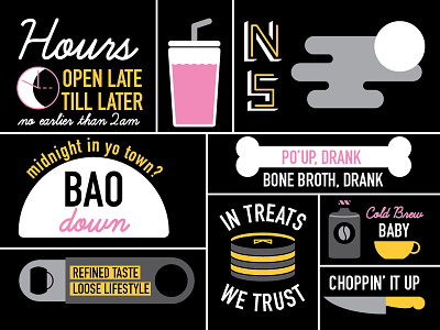 Night Shift Cart Graphics branding design environmental foodcart icon identity restaurant system
