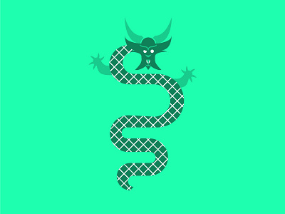 spooky dragon dragon green illustration logo mint