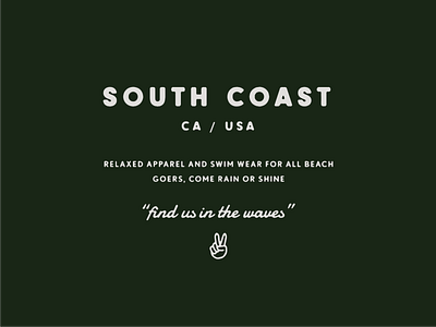 South Coast Type Lockup 2 apparel apparel design apparel graphics apparel logo brand design brand identity branding california design fashion icon lettering lettering art peace peace emoji peace sign surf tee design tshirt typography