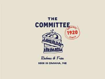 The Committee logo & illustration brand design brand identity branding food food illustration food industry hospitality illustration logo menu menu illustration nebraska new york reuben sandwich