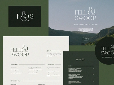 Fell & Swoop stationery brand design brand identity branding business card card coaster fells high end lake district logo logo design luxury menu menu design mountains restaurant restaurant branding stationery wine wine list