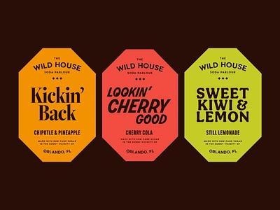 Wild House Soda labels 1 brand design brand identity branding bright colours f and b fb fmcg juice juice label label packaging pop pop label soda soda label type lockup typographic typography