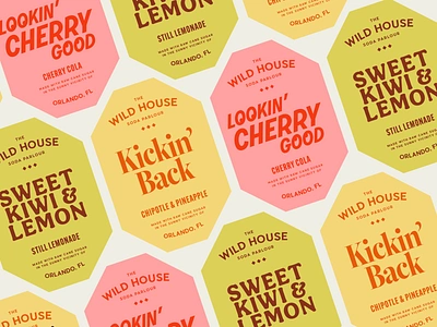 the wild house - soda label designs beverage brand design brand identity branding cherry design drinks fb fmcg food and beverage juice kiwi label label design lemon logo packaging soda vector