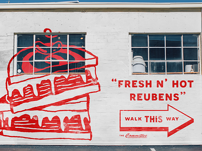 Fresh n' hot reubens here! brand design brand identity branding lettering mural mural design
