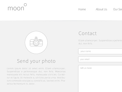 Clean and simple camera contact form grey light lines photo white