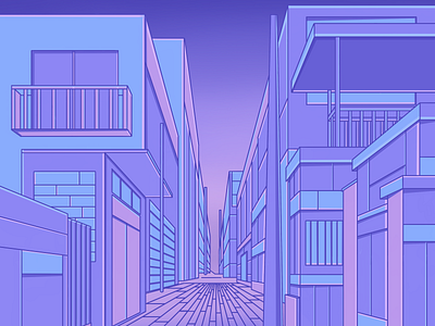 Purple street illustration perspective procreate purple street