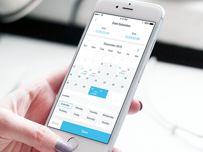 Calendar page of a merchant management app a app calendar datepicker ios management merchant ui ux