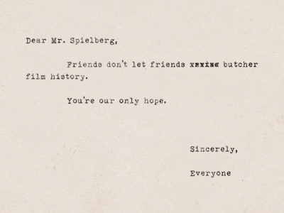 Dear Mr. Spielberg typography