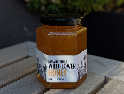 Premium Raw & Unfiltered Wildflower Honey design honey label packaging product