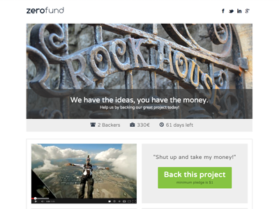 Startups Zerofund Page fund landing startup