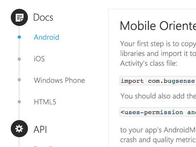 Docs side menu menu side menu timeline