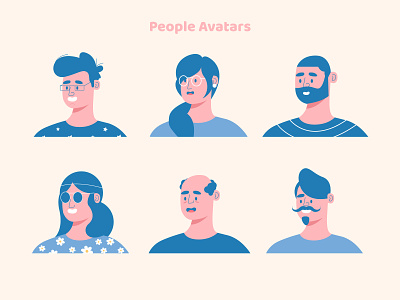 People Avatars adobe illustrator avatars branding character design flat flatdesign illustration illustrator logo ui vector