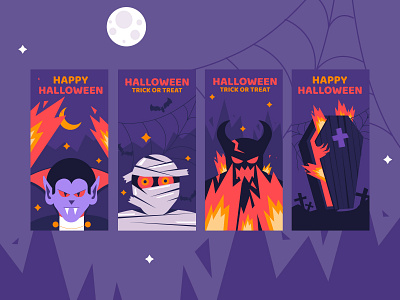 Halloween instagram stories adobe illustrator design flat flatdesign illustration illustrator instagram vector