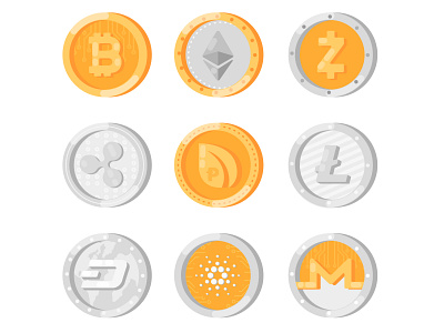 Collection of cryptocurrency coins