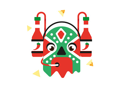 Mex flat flatdesign illustration illustrator luchador mexico nachos