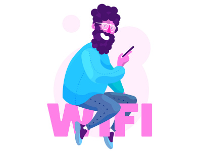 Wifi Concept bitcoin character design flat flatdesign illustration illustrator vector wifi