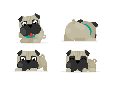 Pug adobe illustrator animal character design dogs flat flatdesign illustration illustrator pug puppy vector