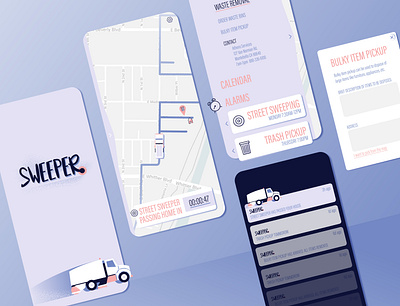 Sweeper App app app design app designer calendar calendar app calendar ui map map app map ui mapping maps notice notification notifications street