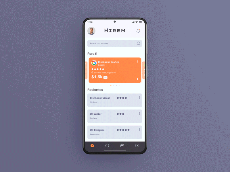 Hirem app app design brand design interaction interface mobile motion product product design ui ui design ui designer ux uxui visual visual design