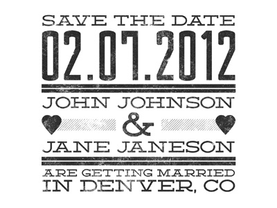 Wedding announcement grunge typography vintage wedding