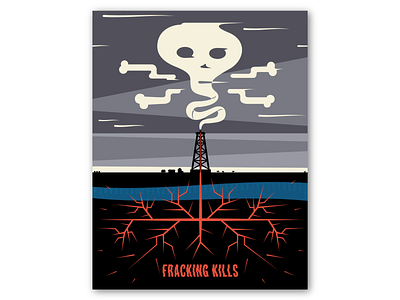 Fracking Kills design flat illustration minimal typography