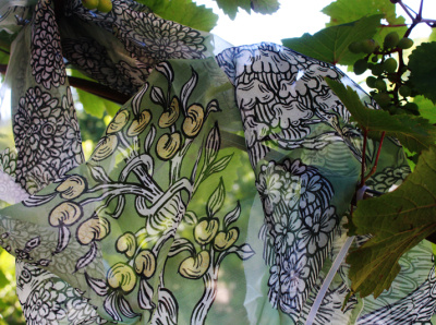 Secret garden illustration ornamental scarf textile design textile print tibetan trees