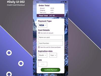 Daily UI 002 creditcard dailyui dailyui 002 dailyuichallenge design ui