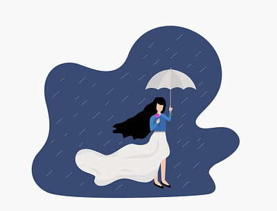 Waiting in the pouring rain animation flat icon illustraion logo vector website