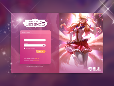 League of Legends Login - DailyUI 001 by Casey Tang on Dribbble
