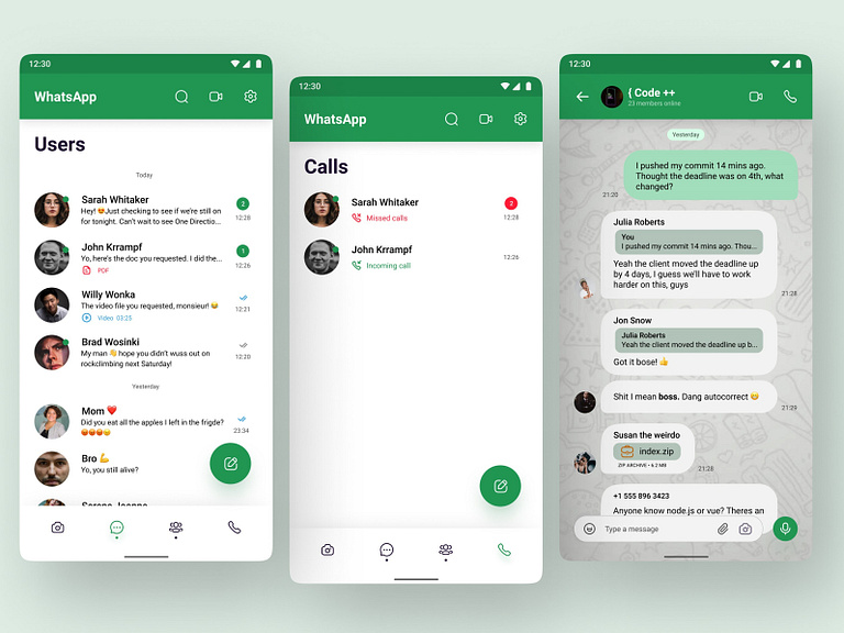 WhatsApp Redesign Dribbble by Roman Lenjo on Dribbble