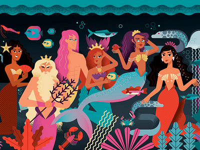 Mermaids beach design fish illustration illustration water mermaid sea seashell siren sirena undersea water