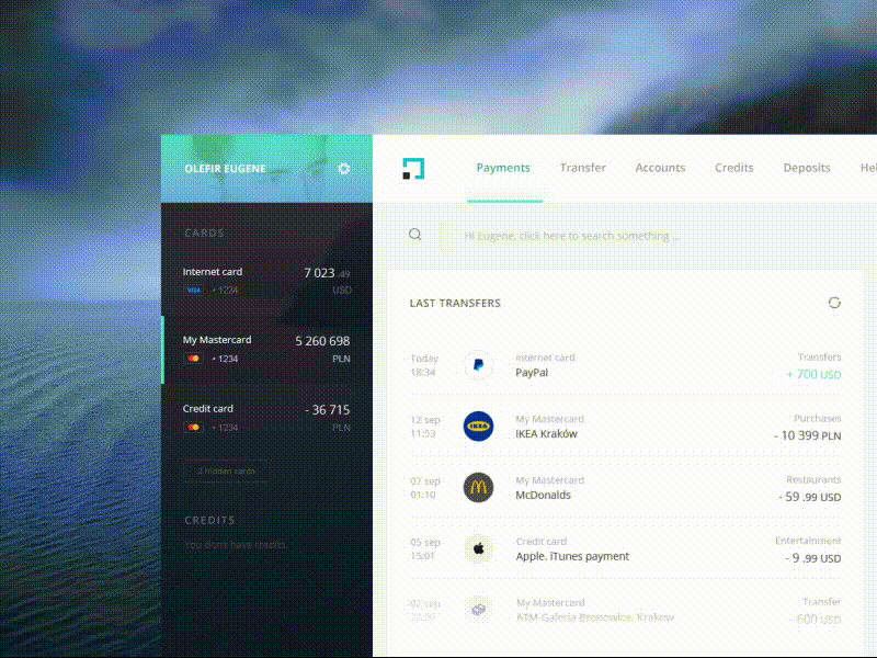 Online banking animation banking dashboard design feed finance gif green interactive ui