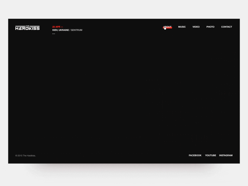 The Hardkiss. Full project black clean design grid minimal music red simple typography web website white